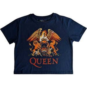 Queen Ladies Crop Top: Classic Crest Crop Top
