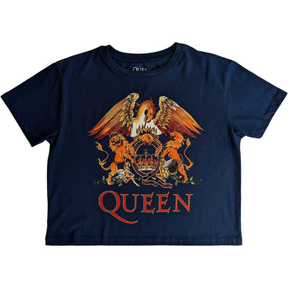 Queen Ladies Crop Top: Classic Crest Crop Top