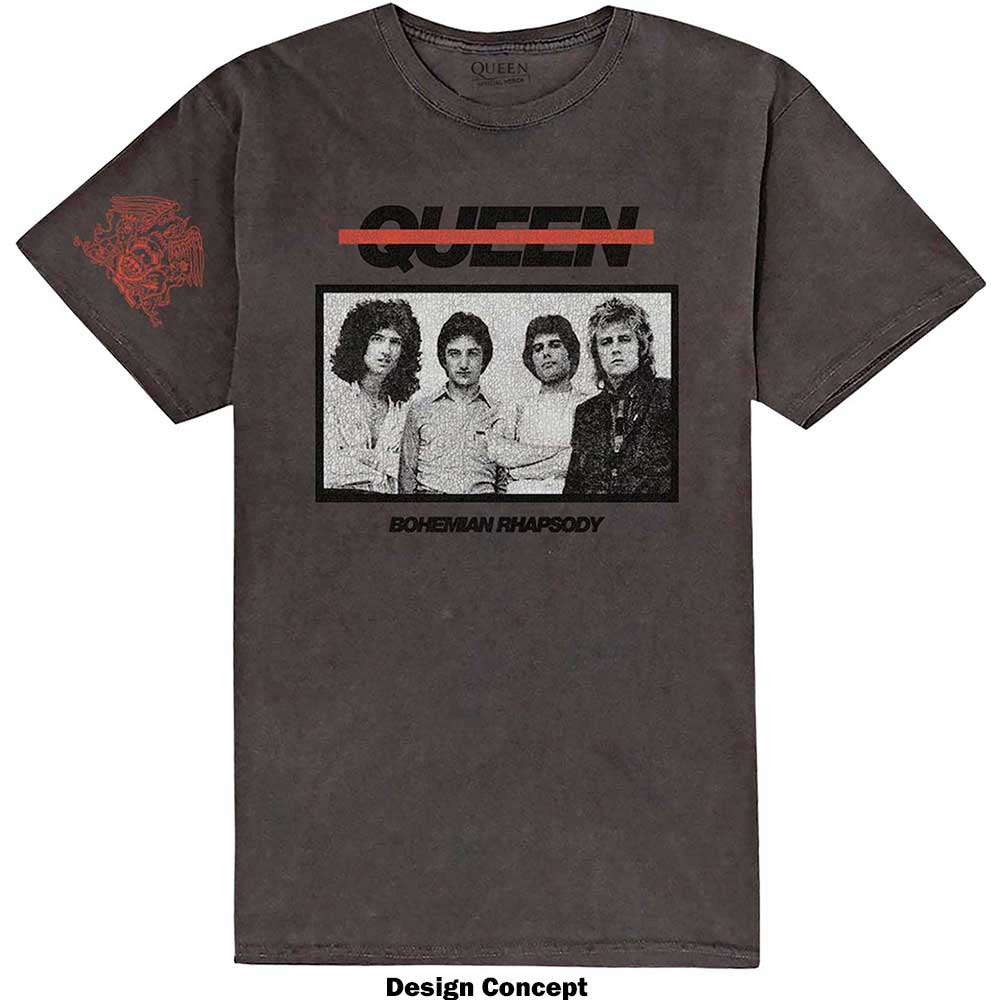 Queen Unisex T-Shirt: Bo Rhap Photo (Wash Collection & Sleeve Print) T-Shirt