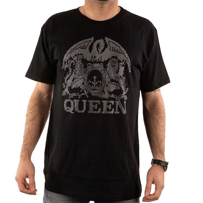 Queen Unisex Embellished T-Shirt: Crest (Diamante) Embellished T-Shirt