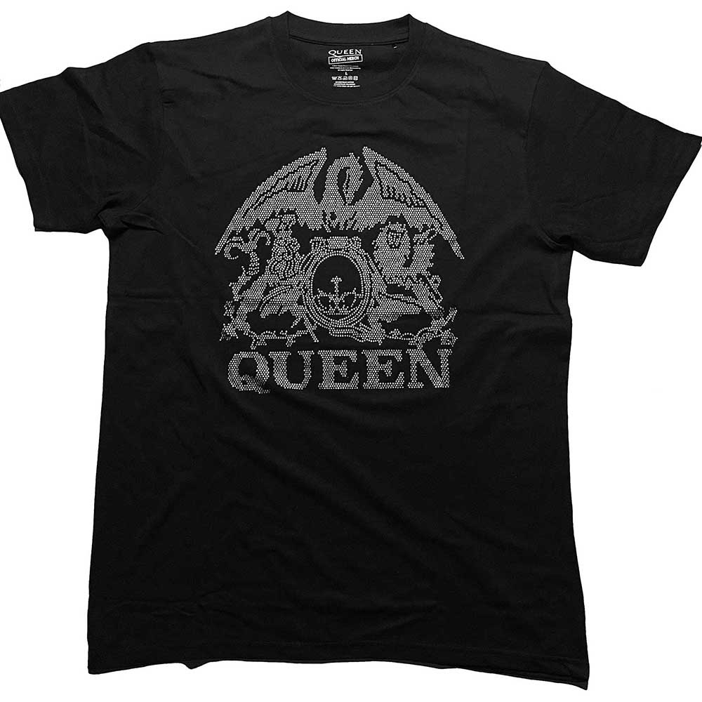 Queen Unisex Embellished T-Shirt: Crest (Diamante) Embellished T-Shirt