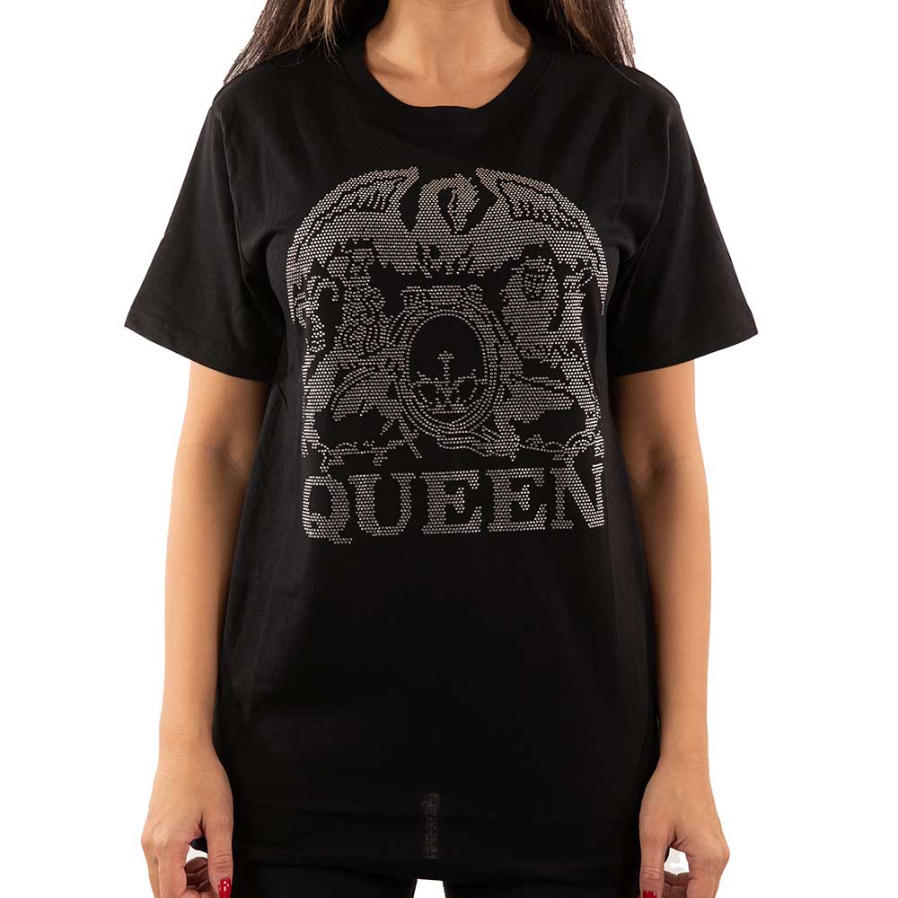 Queen Unisex Embellished T-Shirt: Crest (Diamante) Embellished T-Shirt