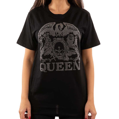 Queen Unisex Embellished T-Shirt: Crest (Diamante) Embellished T-Shirt