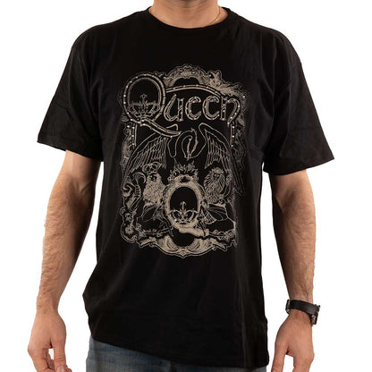 Queen Unisex Embellished T-Shirt: Ornate Crest (Diamante) Embellished T-Shirt