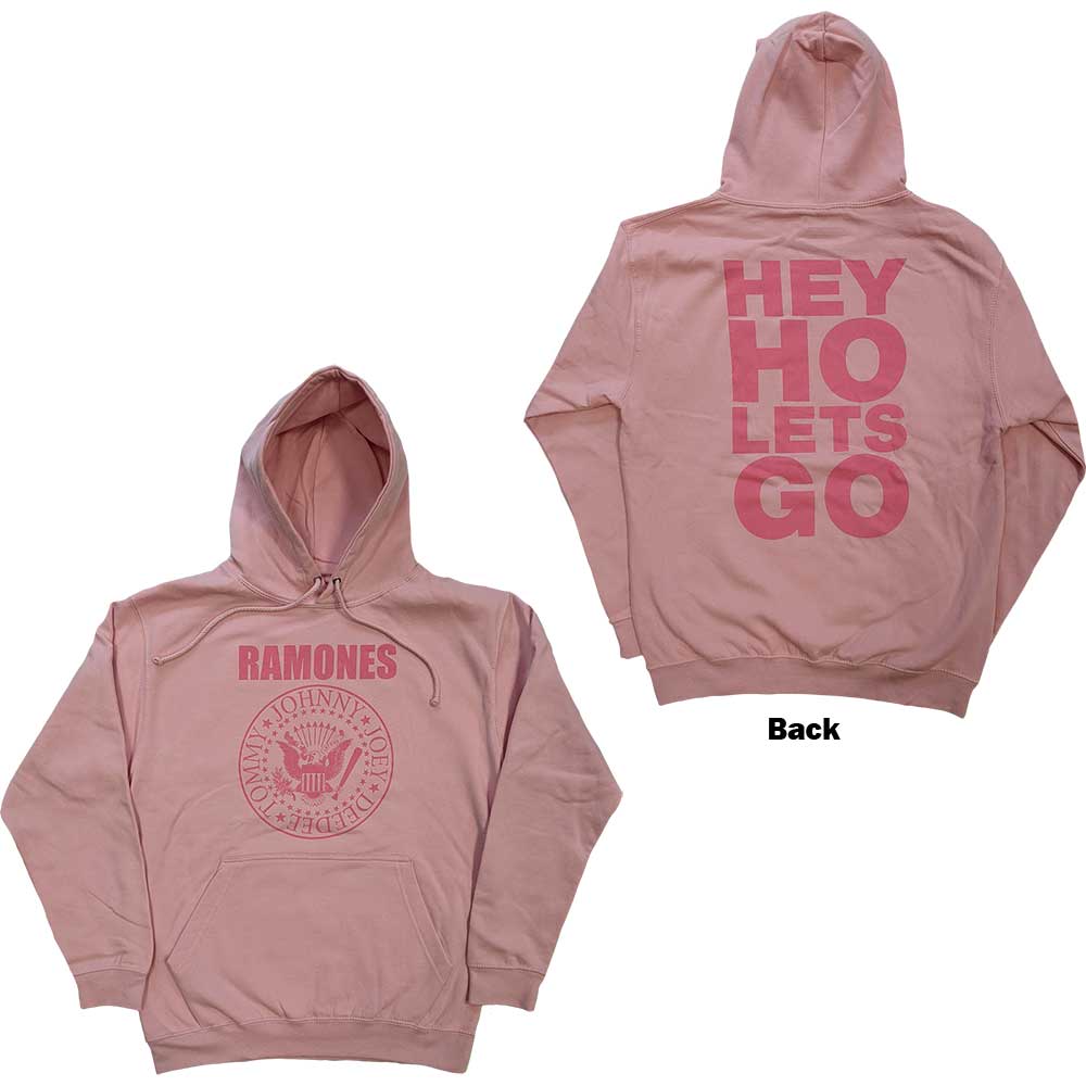 Ramones Unisex Pullover Hoodie: Pink Hey Ho Seal (Back Print) Trui met capuchon