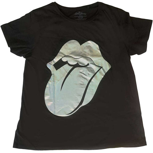 The Rolling Stones Unisex Embellished T-Shirt: Foil Tongue (Hologram Foil) Embellished T-Shirt