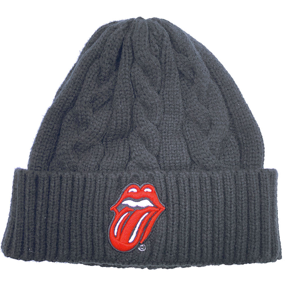 The Rolling Stones Unisex Beanie Hat: Classic Tongue (Cable Knit) Muts