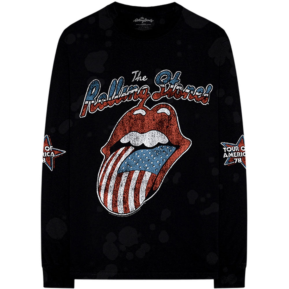 The Rolling Stones Unisex Long Sleeve T-Shirt: US Tour '78 (Back & Sleeve Print) Long Sleeve T-Shirt