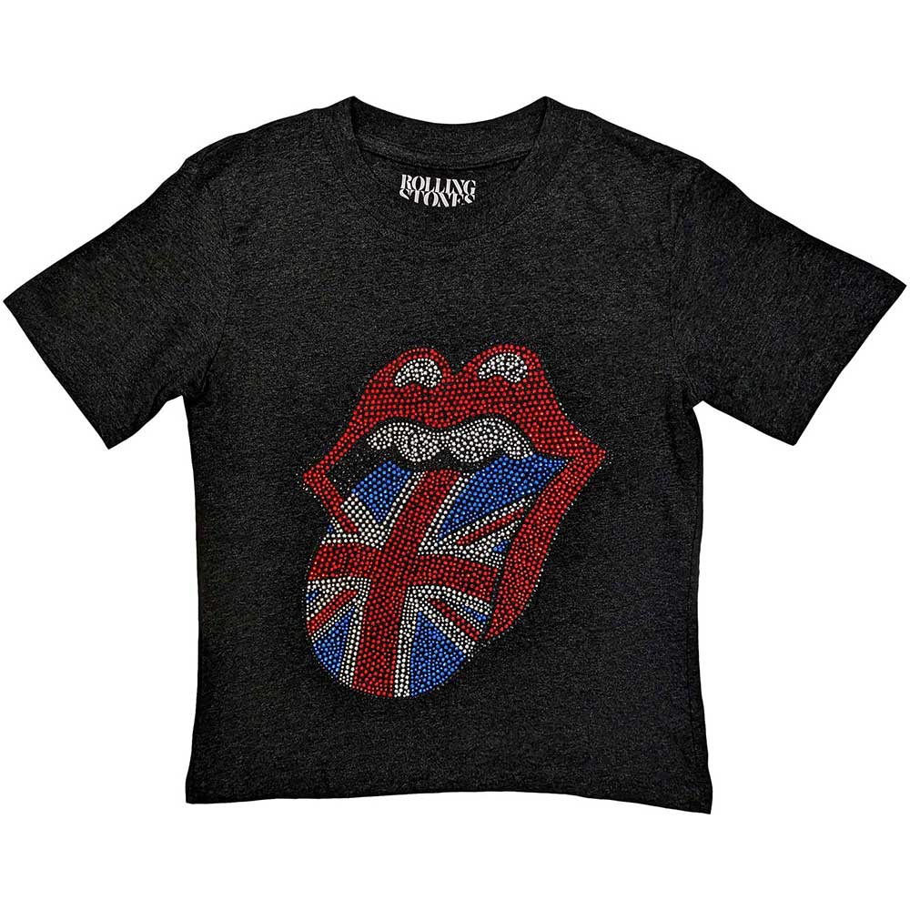 The Rolling Stones Kids Embellished T-Shirt: British Tongue (Diamante) Embellished T-Shirt