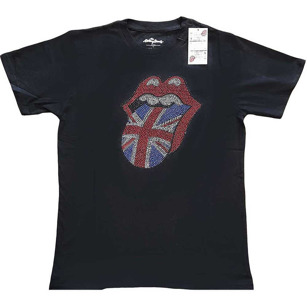 The Rolling Stones Unisex Embellished T-Shirt: Classic UK (Diamante) Embellished T-Shirt