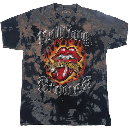 The Rolling Stones Unisex T-Shirt: Tattoo Flames (Wash Collection) T-Shirt