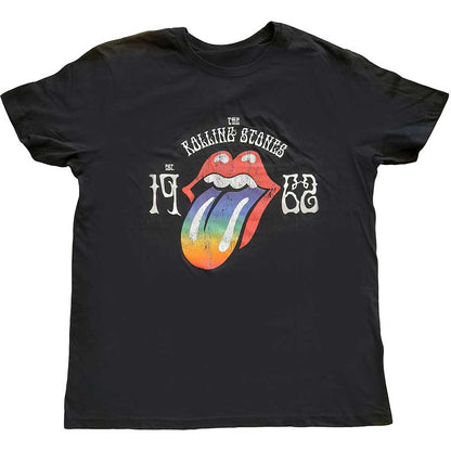 The Rolling Stones Unisex Hi-Build T-Shirt: Sixty Rainbow Tongue '62 Hi-Build T-Shirt