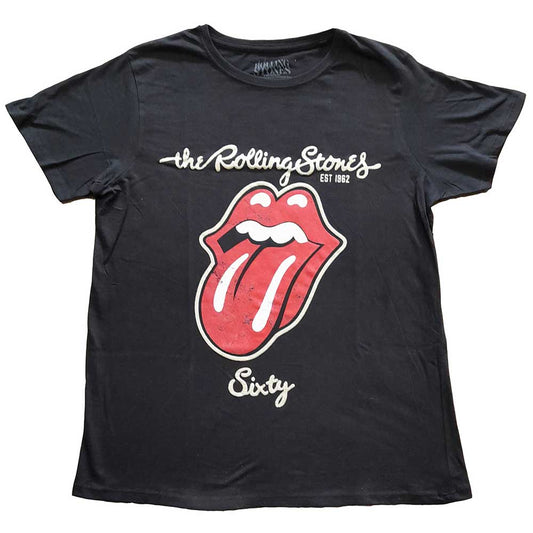 The Rolling Stones Ladies T-Shirt: Sixty Plastered Tongue (Suede Applique) T-Shirt