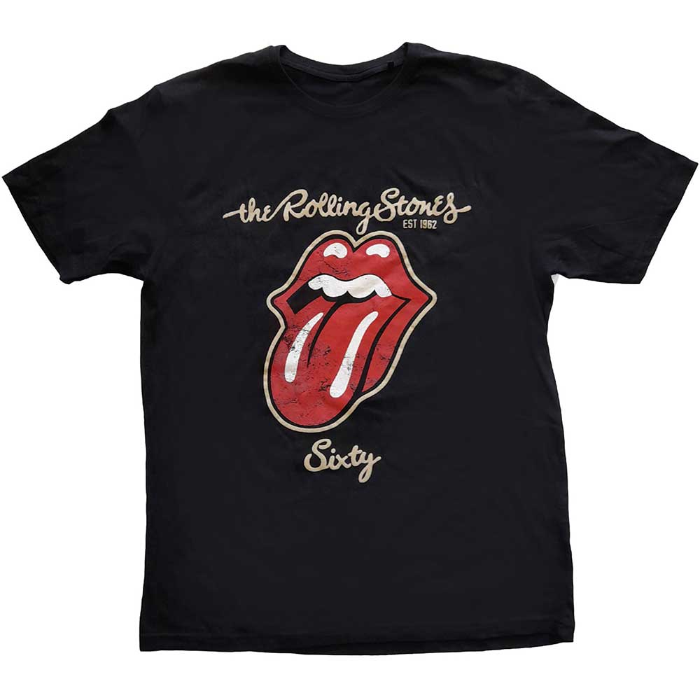 The Rolling Stones Unisex T-Shirt: Sixty Plastered Tongue (Suede Applique) T-Shirt