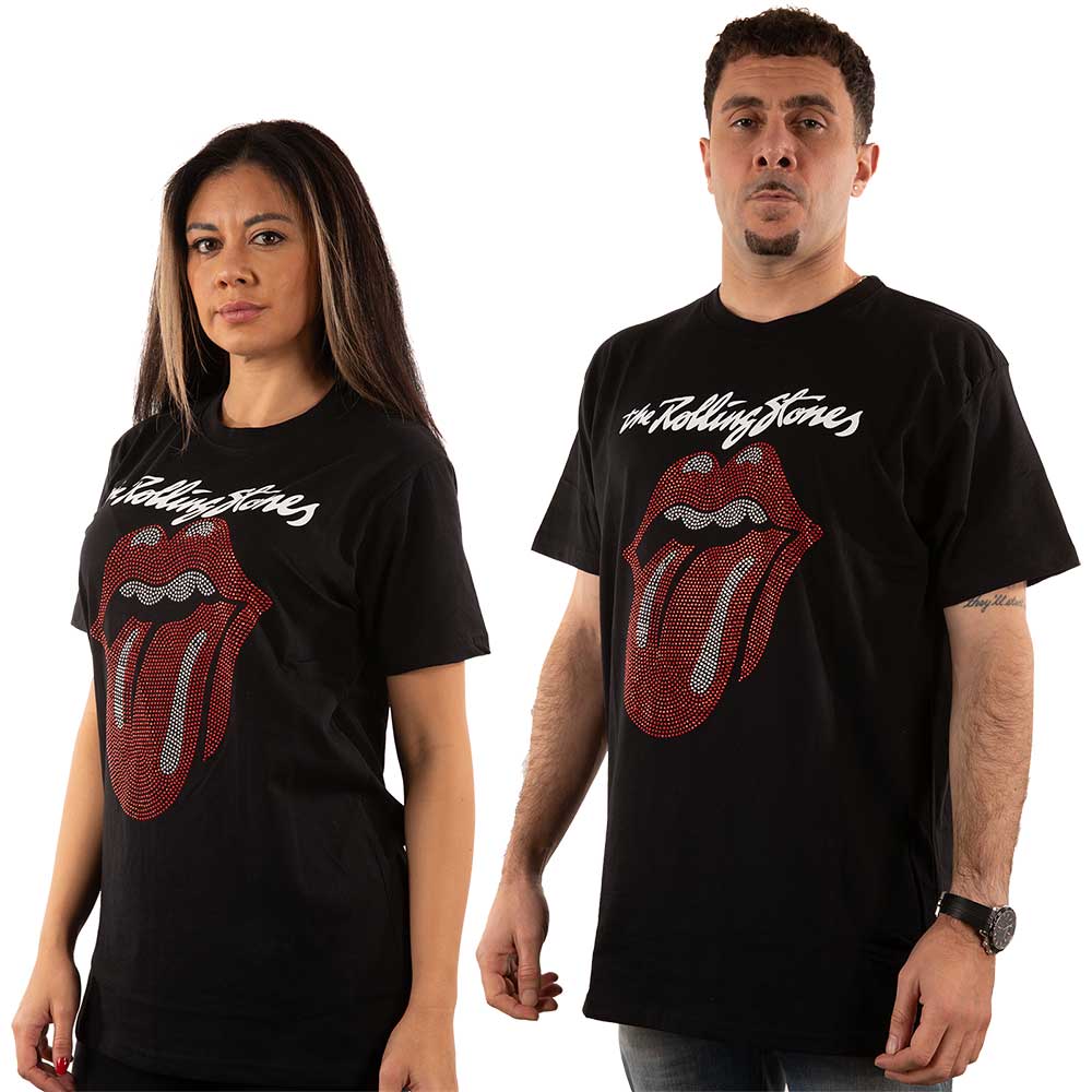 The Rolling Stones Unisex Embellished T-Shirt: Logo & Tongue (Diamante) Embellished T-Shirt