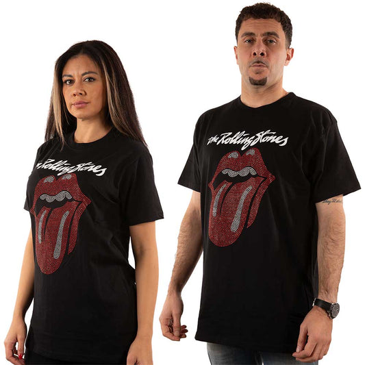 The Rolling Stones Unisex Embellished T-Shirt: Logo & Tongue (Diamante) Embellished T-Shirt