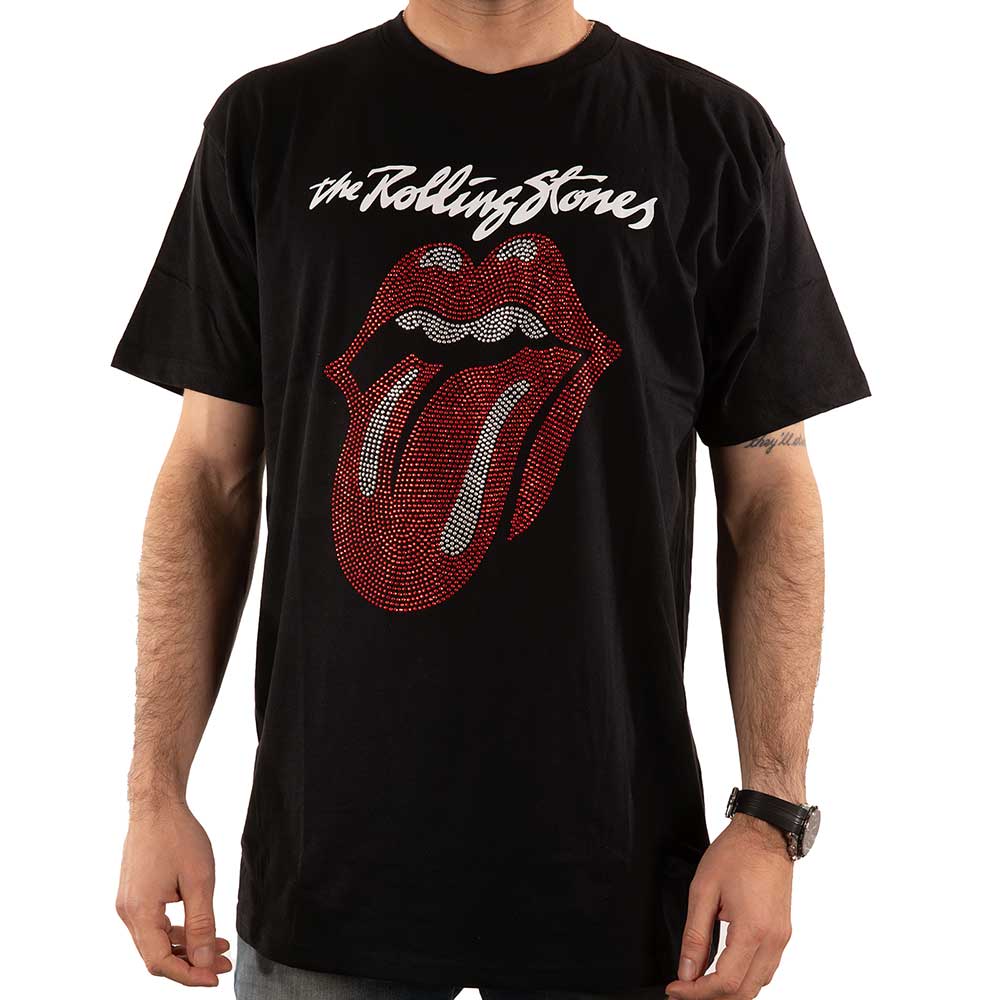 The Rolling Stones Unisex Embellished T-Shirt: Logo & Tongue (Diamante) Embellished T-Shirt