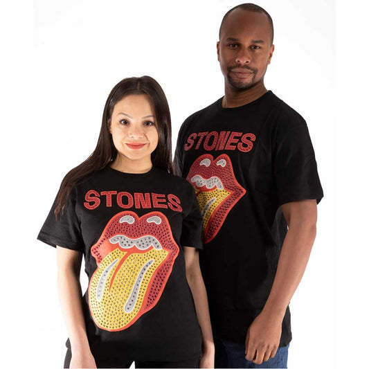 The Rolling Stones Unisex Embellished T-Shirt: Dia Tongue (Diamante) Embellished T-Shirt