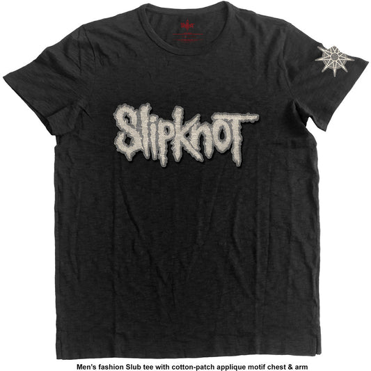 Slipknot Unisex T-Shirt: Logo & Star (Applique) T-Shirt