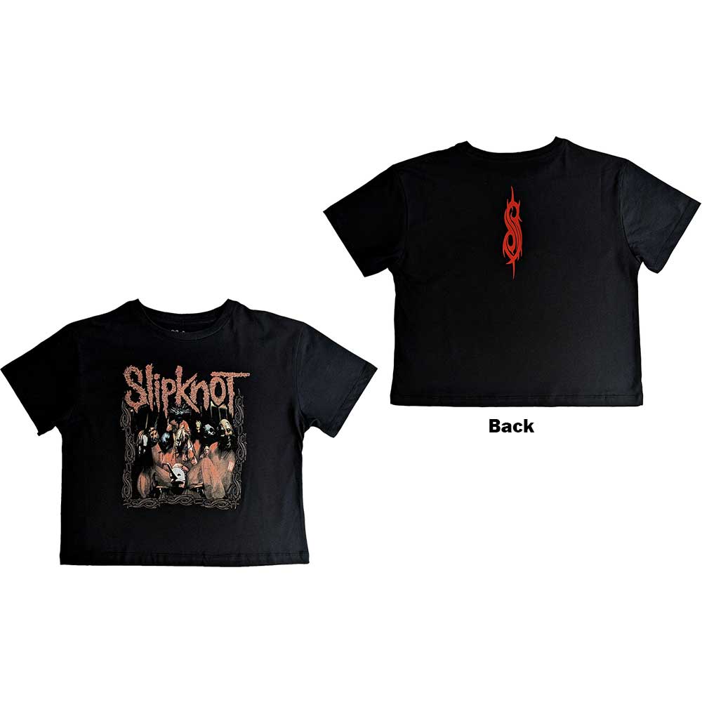 Slipknot Ladies Crop Top: Band Frame (Back Print) Crop Top