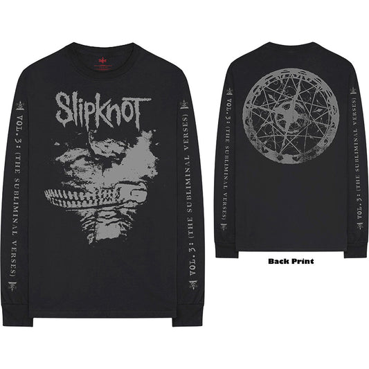 Slipknot Unisex Long Sleeve T-Shirt: Subliminal Verses (Back & Sleeve Print) Long Sleeve T-Shirt