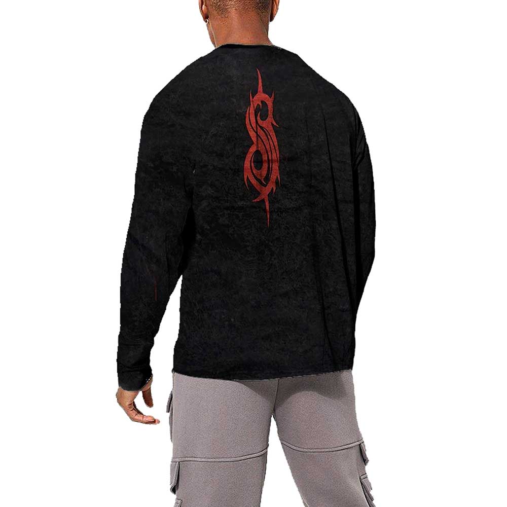 Slipknot Unisex Long Sleeve T-Shirt: Patched Up (Wash Collection & Back Print) Long Sleeve T-Shirt