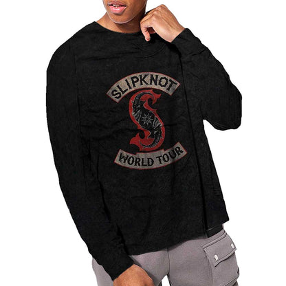 Slipknot Unisex Long Sleeve T-Shirt: Patched Up (Wash Collection & Back Print) Long Sleeve T-Shirt