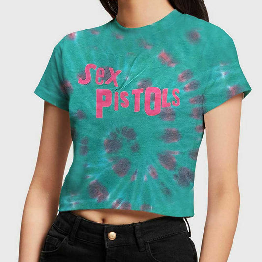 The Sex Pistols Ladies Crop Top: Logo (Wash Collection) Crop Top