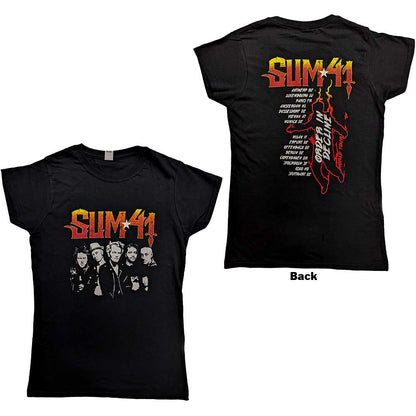 Sum 41 Ladies T-Shirt: Order In Decline Tour 2020 Band Photo (Back Print) (Ex-Tour) T-Shirt