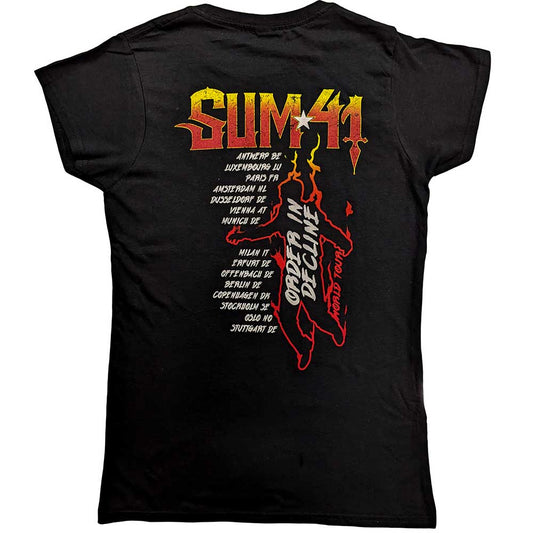 Sum 41 Ladies T-Shirt: Order In Decline Tour 2020 Band Photo (Back Print) (Ex-Tour) T-Shirt