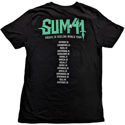 Sum 41 Unisex T-Shirt: Order In Decline Tour 2020 Purple Skull (Back Print) (Ex-Tour) T-Shirt