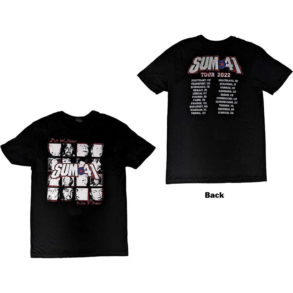 Sum 41 Unisex T-Shirt: All Killer No Filler European Tour 2022 (Back Print) (Ex-Tour) T-Shirt