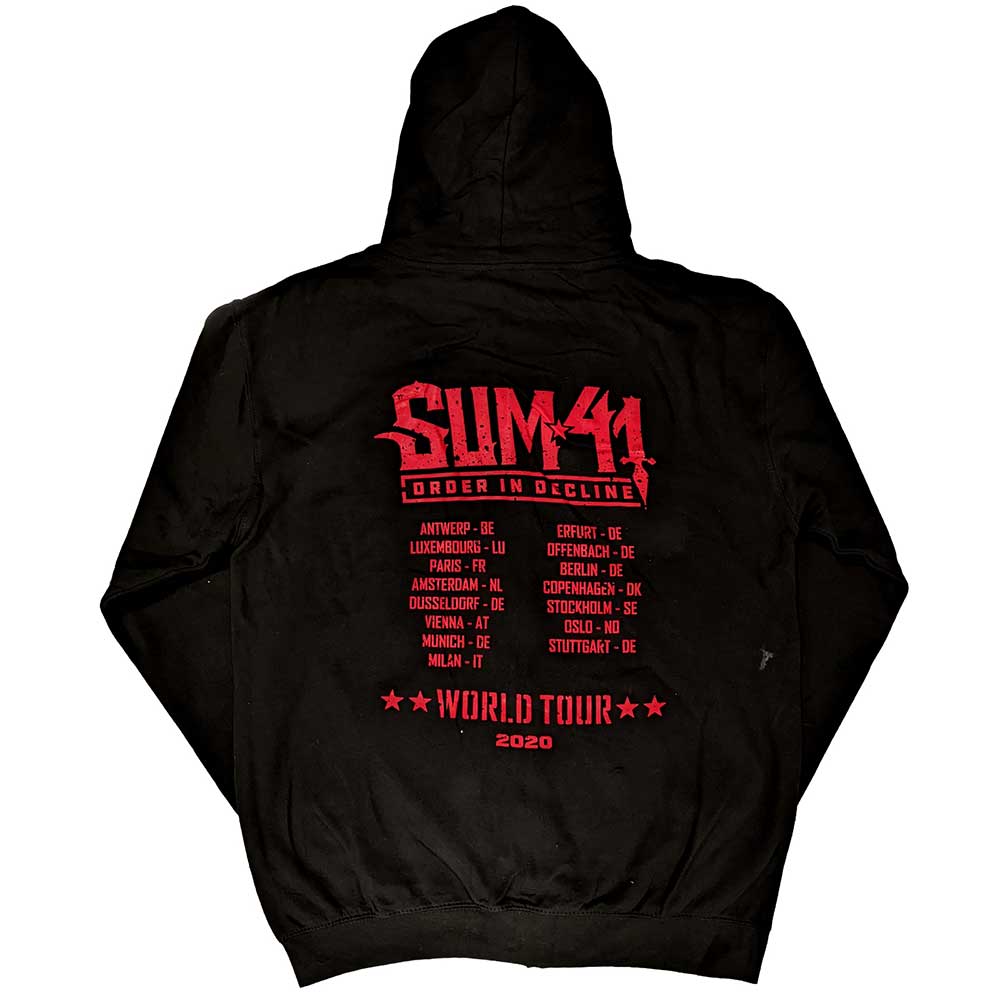 Sum 41 Unisex Zipped Hoodie: Order In Decline Tour 2020 (Back Print) (Ex-Tour) Ritshoodie