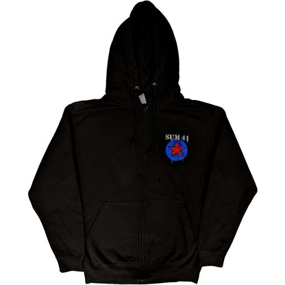 Sum 41 Unisex Zipped Hoodie: Star Logo (Back Print) (Ex-Tour) Ritshoodie