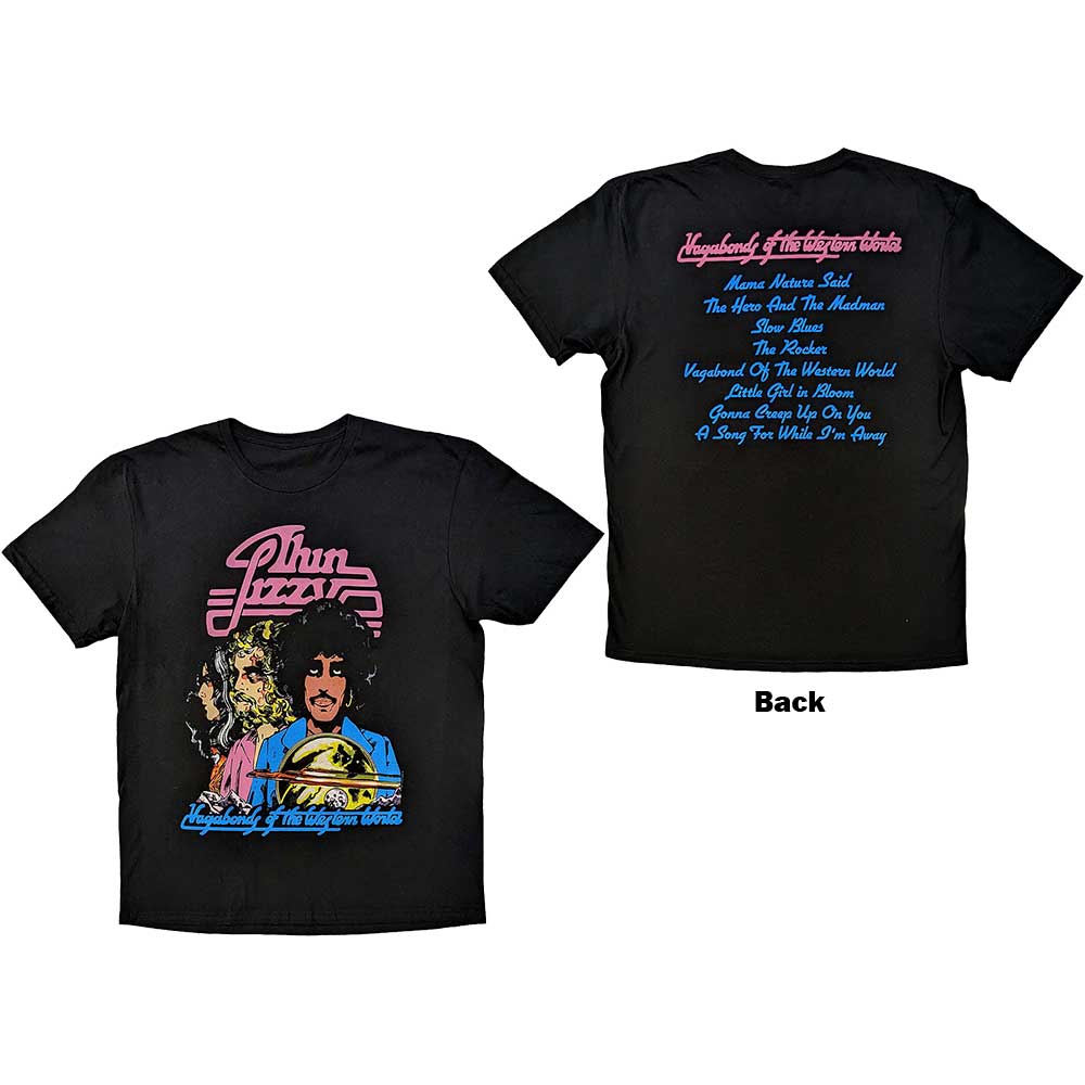 Thin Lizzy Unisex T-Shirt: Vagabonds of the Western World Tracklist (Back Print) T-Shirt