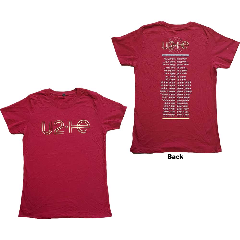 U2 Unisex T-Shirt: I+E 2015 Tour Dates (Back Print) (Ex-Tour) T-Shirt