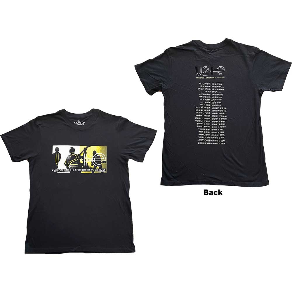 U2 Unisex T-Shirt: I+E Tour 2015 Band Silhouettes (Back Print) (Ex-Tour) T-Shirt