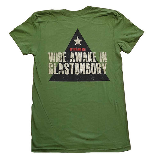 U2 Ladies T-Shirt: Glastonbury 2011 Pyramid Stage (Back Print) (Ex-Tour) T-Shirt