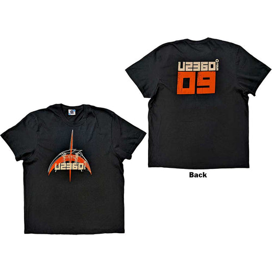 U2 Unisex T-Shirt: 360 Degree Tour 2009 Orange Logo (Back Print & Ex-Tour) T-Shirt