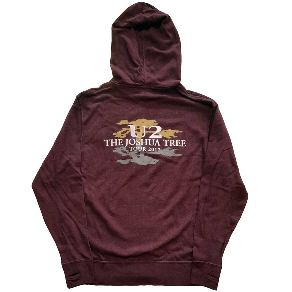 U2 Unisex Zipped Hoodie: Joshua Tree 2017 (Back Print) (Ex-Tour) Ritshoodie