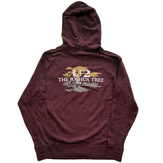 U2 Unisex Zipped Hoodie: Joshua Tree 2017 (Back Print) (Ex-Tour) Ritshoodie