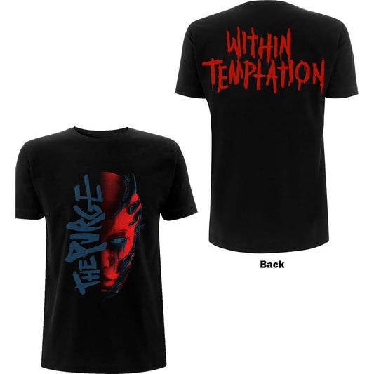 Within Temptation Ladies T-Shirt: Purge Outline (Red Face) (Back Print) T-Shirt