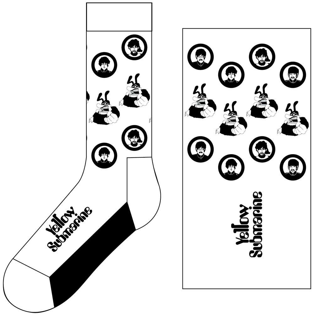 The Beatles Unisex Ankle Socks: Band & Meanies Monochrome (UK Size 7 - 11) Enkelsokken