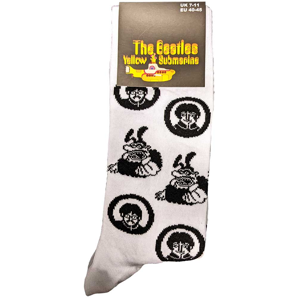 The Beatles Unisex Ankle Socks: Band & Meanies Monochrome (UK Size 7 - 11) Enkelsokken